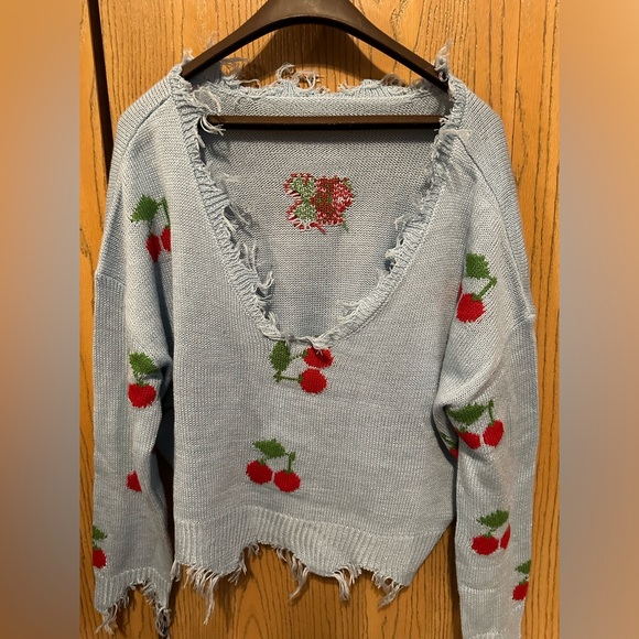 Amazon Women's Ripped Shrug Sweater Long Sleeve Knitted V-Neck Pullover - Picture 7 of 7